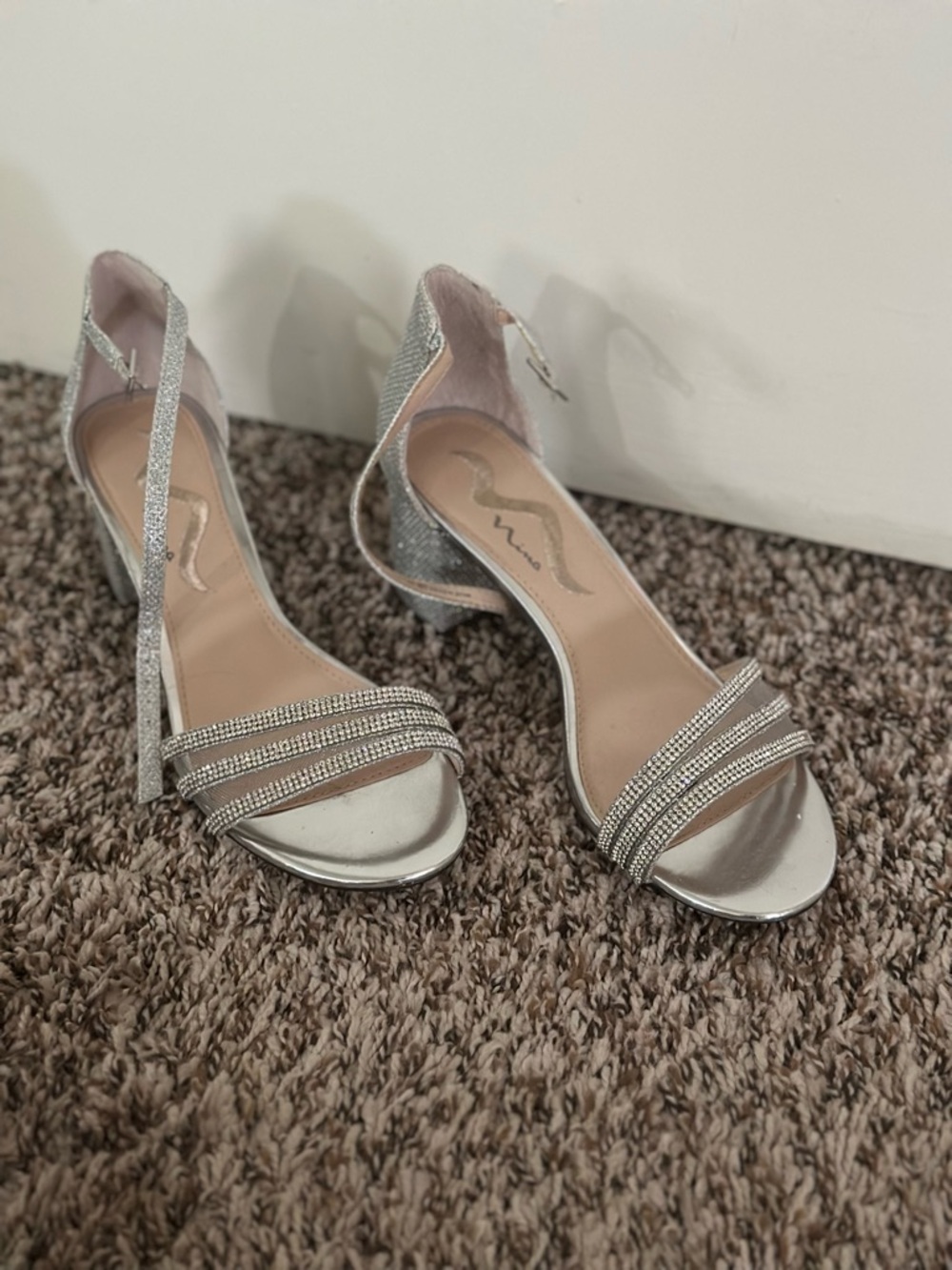 Silver Embellished Open-Toe Women’s Sandals